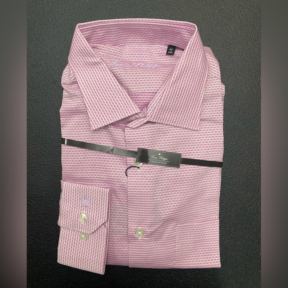 Louis Philippe Pink Patterned Dress Shirt